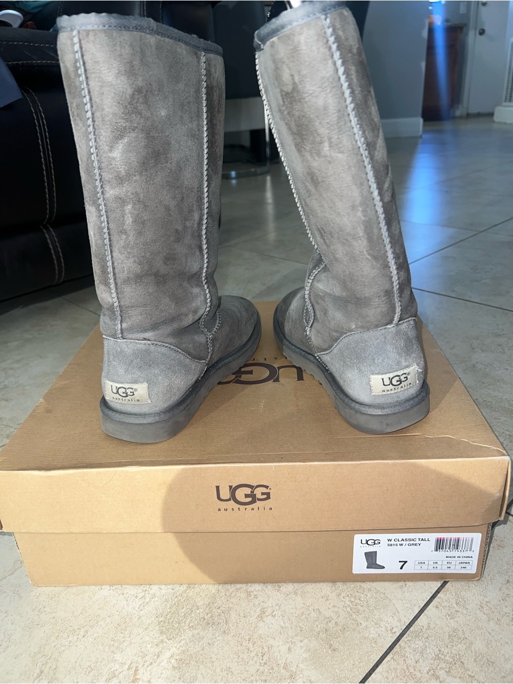 UGG Tall Classic Suede Boots in Grey